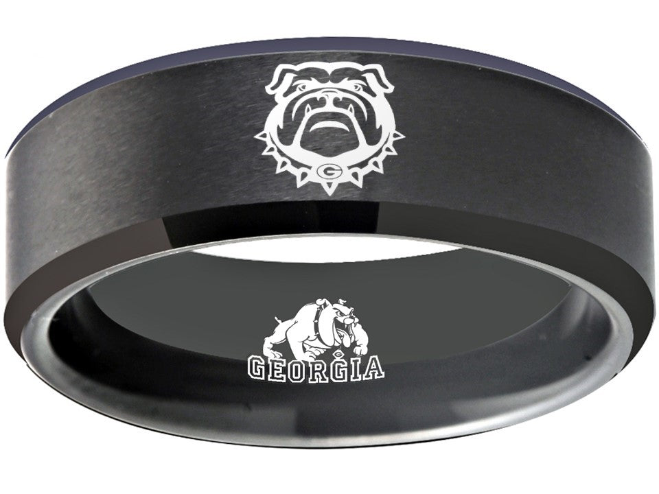 Georgia Bulldogs Ring Matte Black Wedding Band | Sizes 6-13
